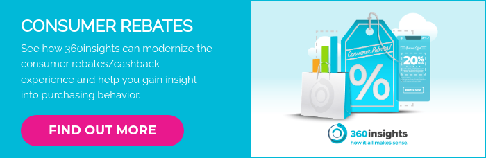 CONSUMER REBATES See how 360insights can modernize the consumer rebates/cashback experience and help you gain insight into purchasing behavior. &nbsp;